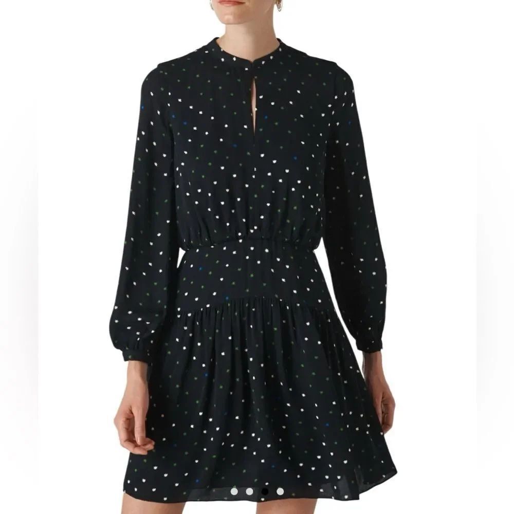 Whistles Black MillieโStar Print Dress Size US 4